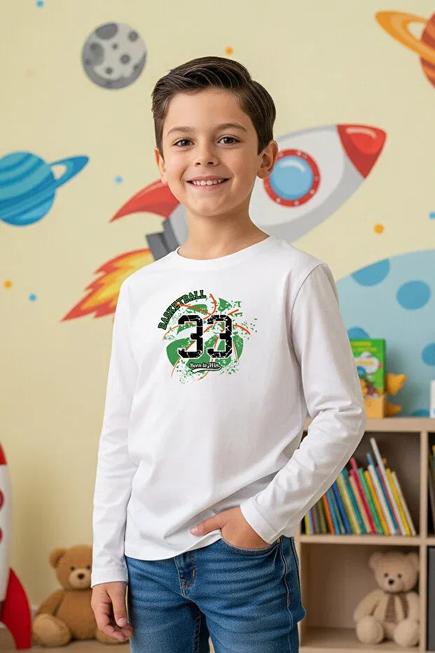 Детские свитшот для мальчиков с принтом Fyk Kids, White-Black-Blue — фото 2