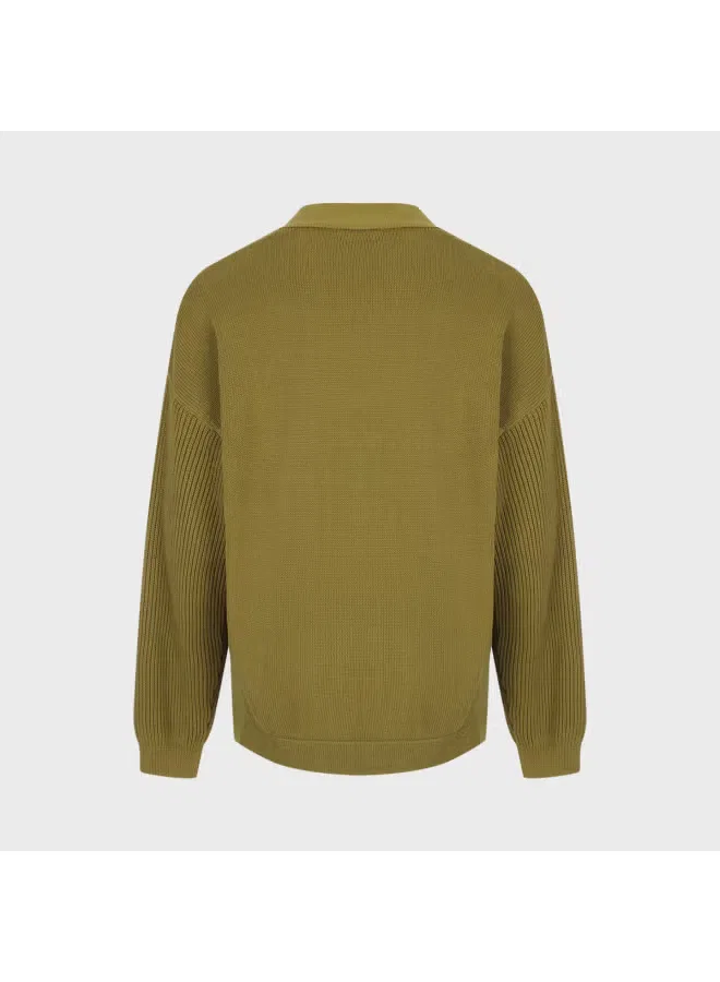 Кардиган с V-образным вырезом, хлопковый, Zara, коричнево-зеленый — фото 3