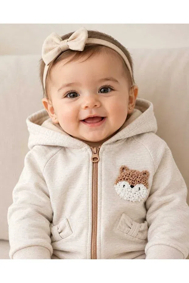 Детский кардиган для девочек с капюшоном Nili, Beige