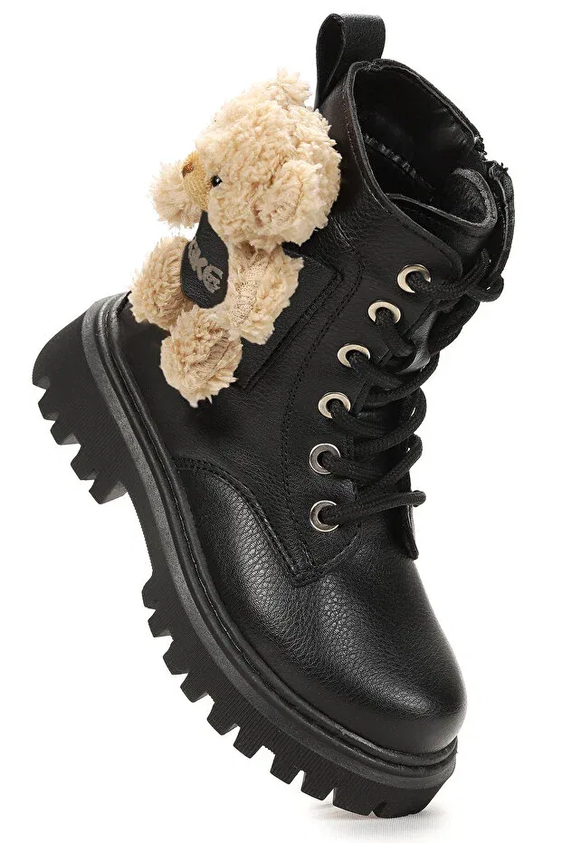 Детские ботинки для девочек на молнии Stanko zippered girl's casual boots with teddy bear Kiko Kids, Black