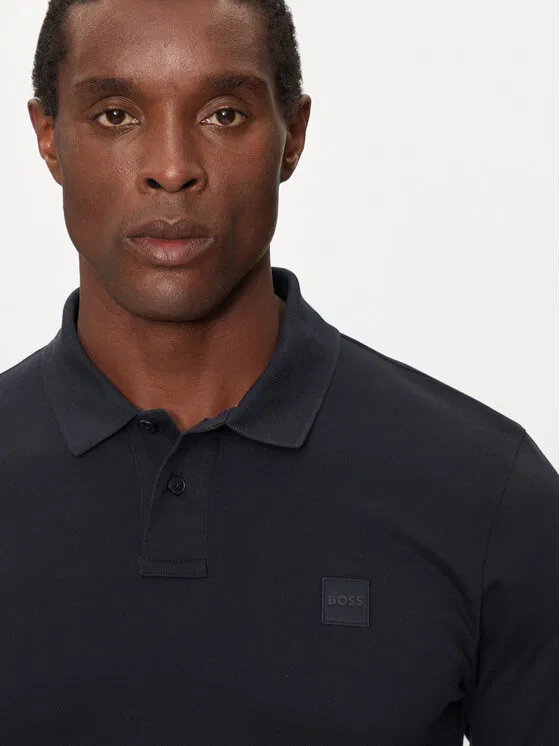 Поло slim fit Passerby Boss, темно-синий — фото 4