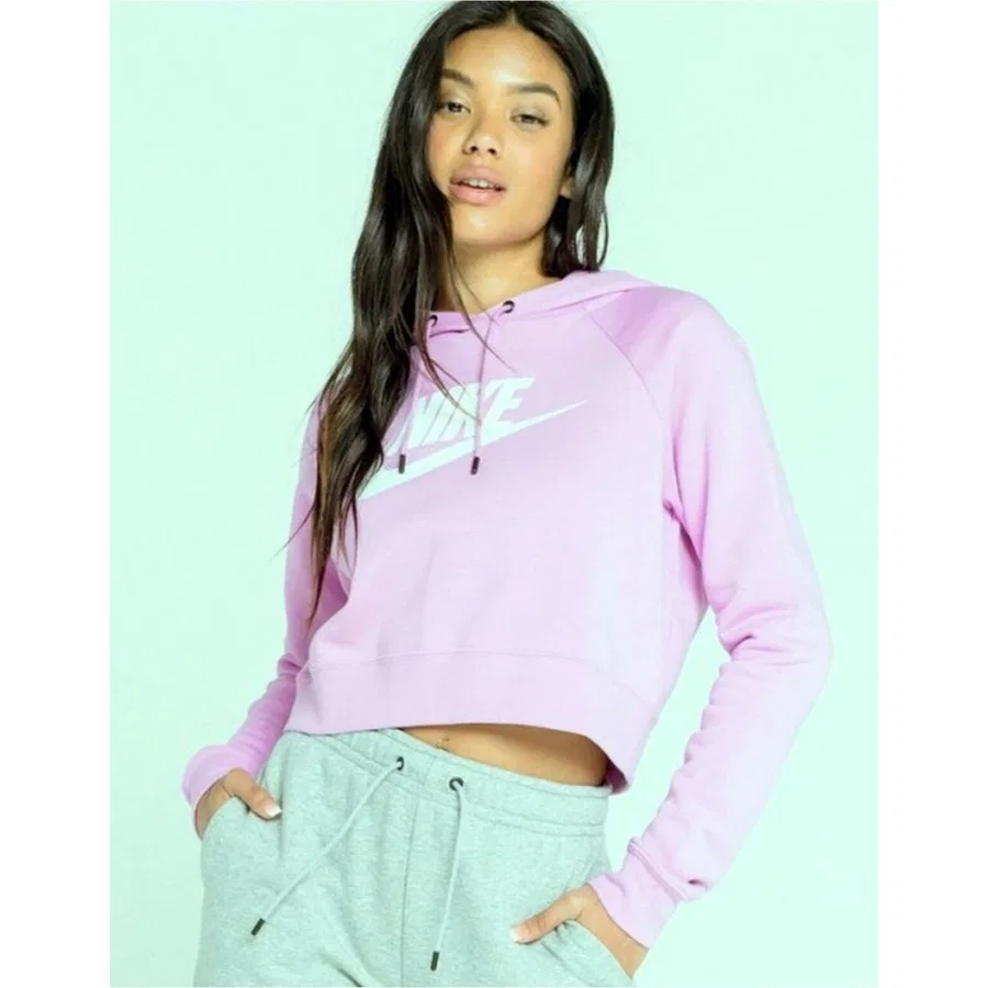 Женский спортивный укороченный худи с капюшоном Nike Sportswear Essential Crop, DR6225-695, Розовый