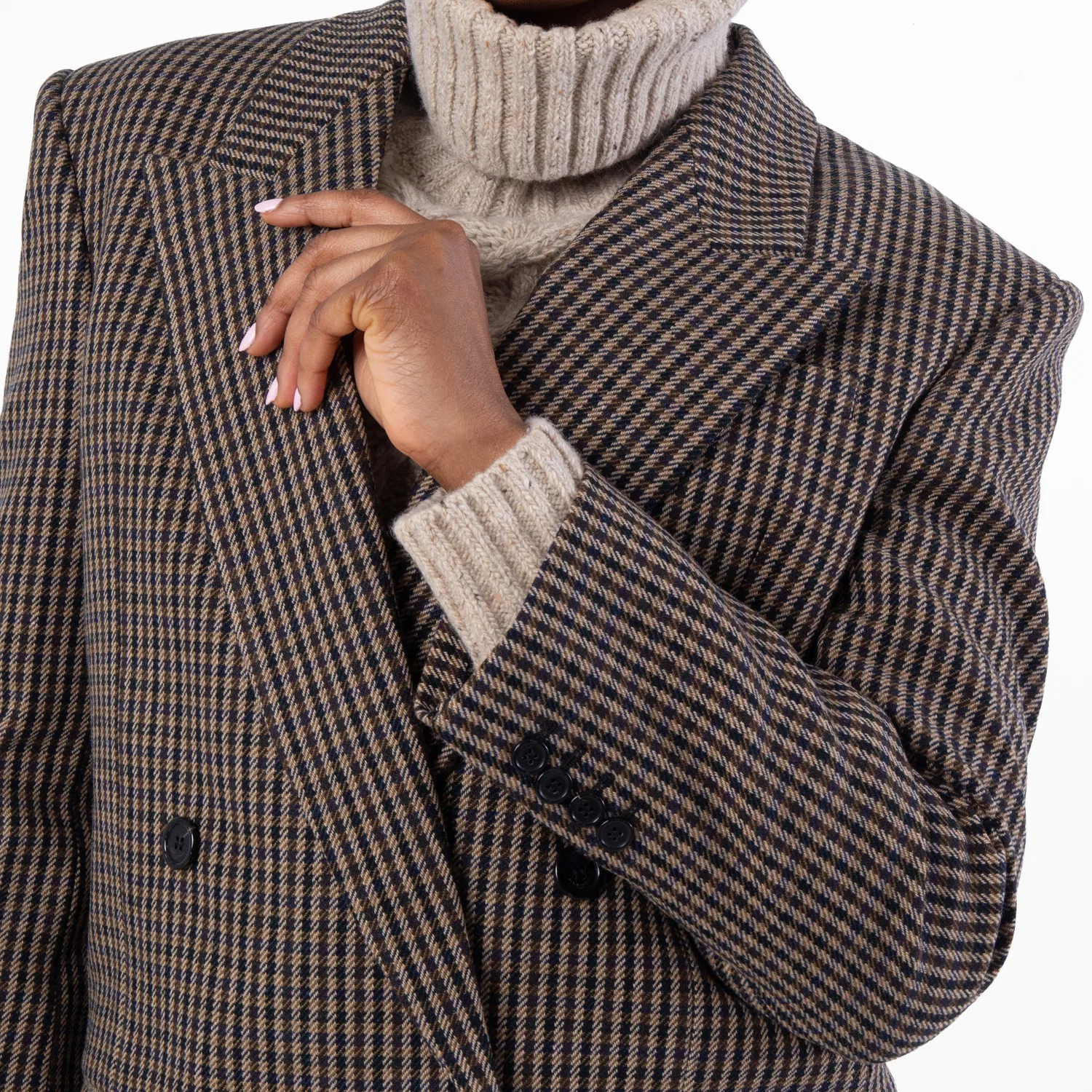 Жакет Saint Laurent Vichy Wool Checked Blazer Jacket, Brown Green — фото 2