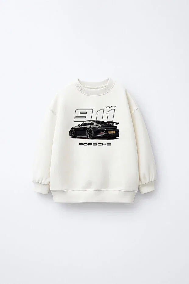 Детские свитшот для девочек с принтом Porsche Car Fleece Inside C.C.L. Coccolin Kids Baby Clup, White 2
