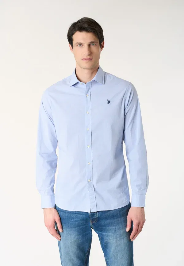Рубашка дышащая Camicia da uomo a righe slim fit con colletto alla francese U.S. Polo Assn., White, белый/синий