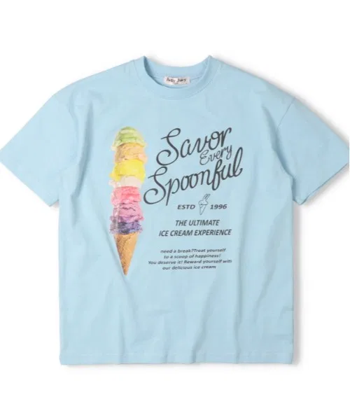 Детская футболка с принтом Ice Cream Jolly Jury, Sax Blue