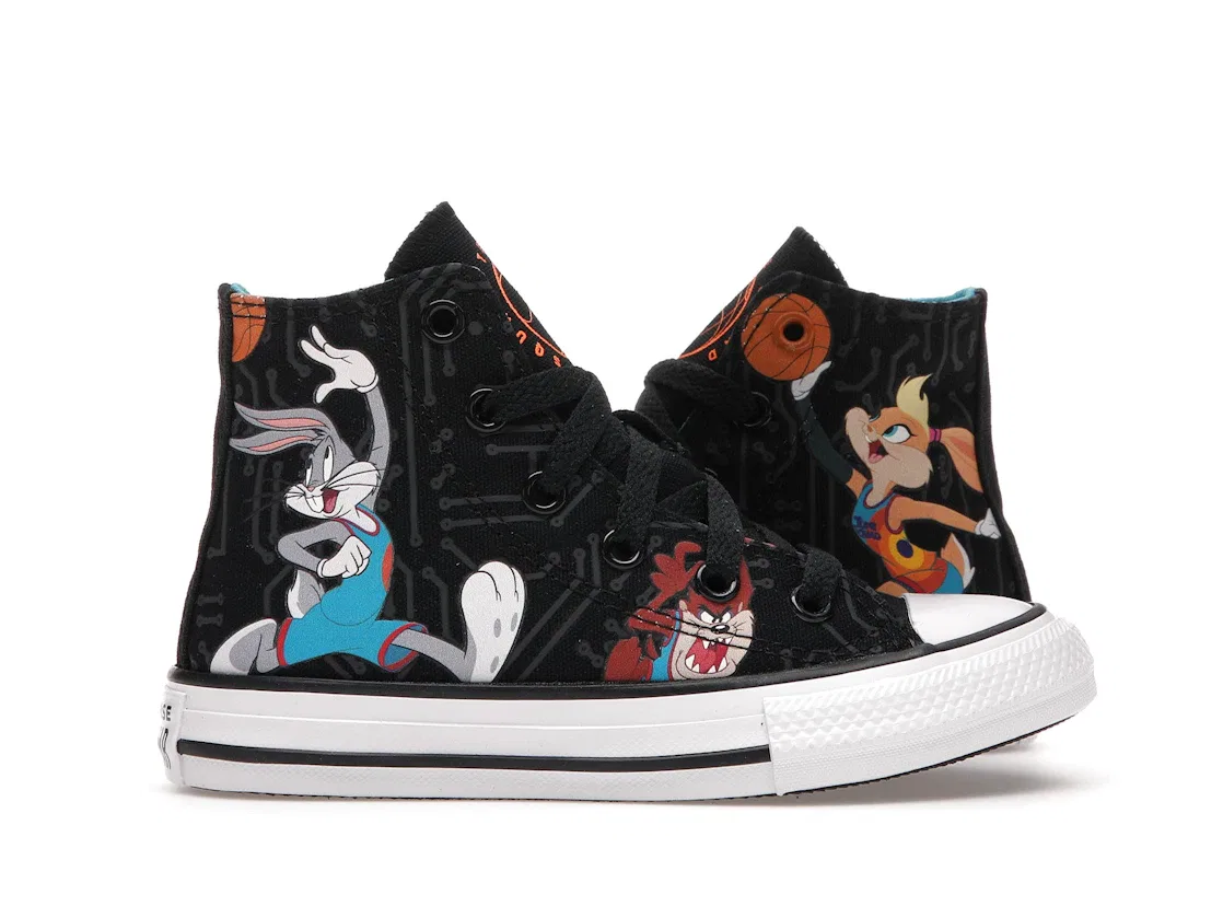 Детские кеды с принтом Converse Chuck Taylor All Star Hi Space Jam (PS), Black/Multi/White