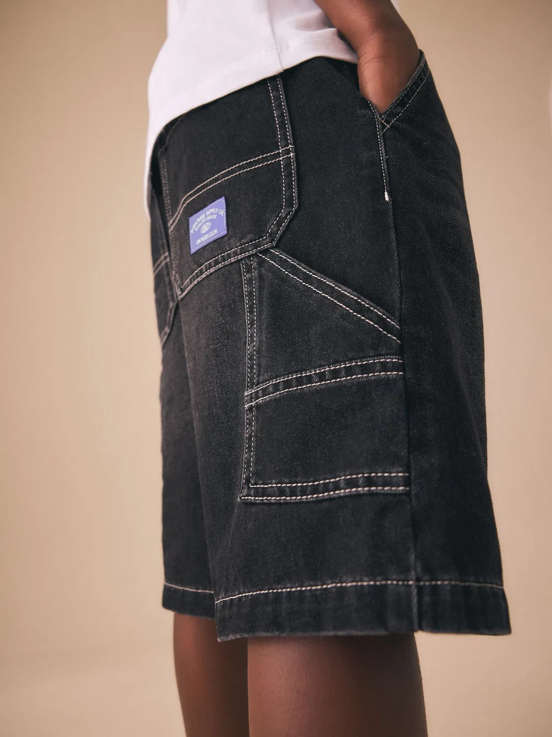 Шорты джинсовые карго, Black Carpenter Denim Next, черный — фото 4