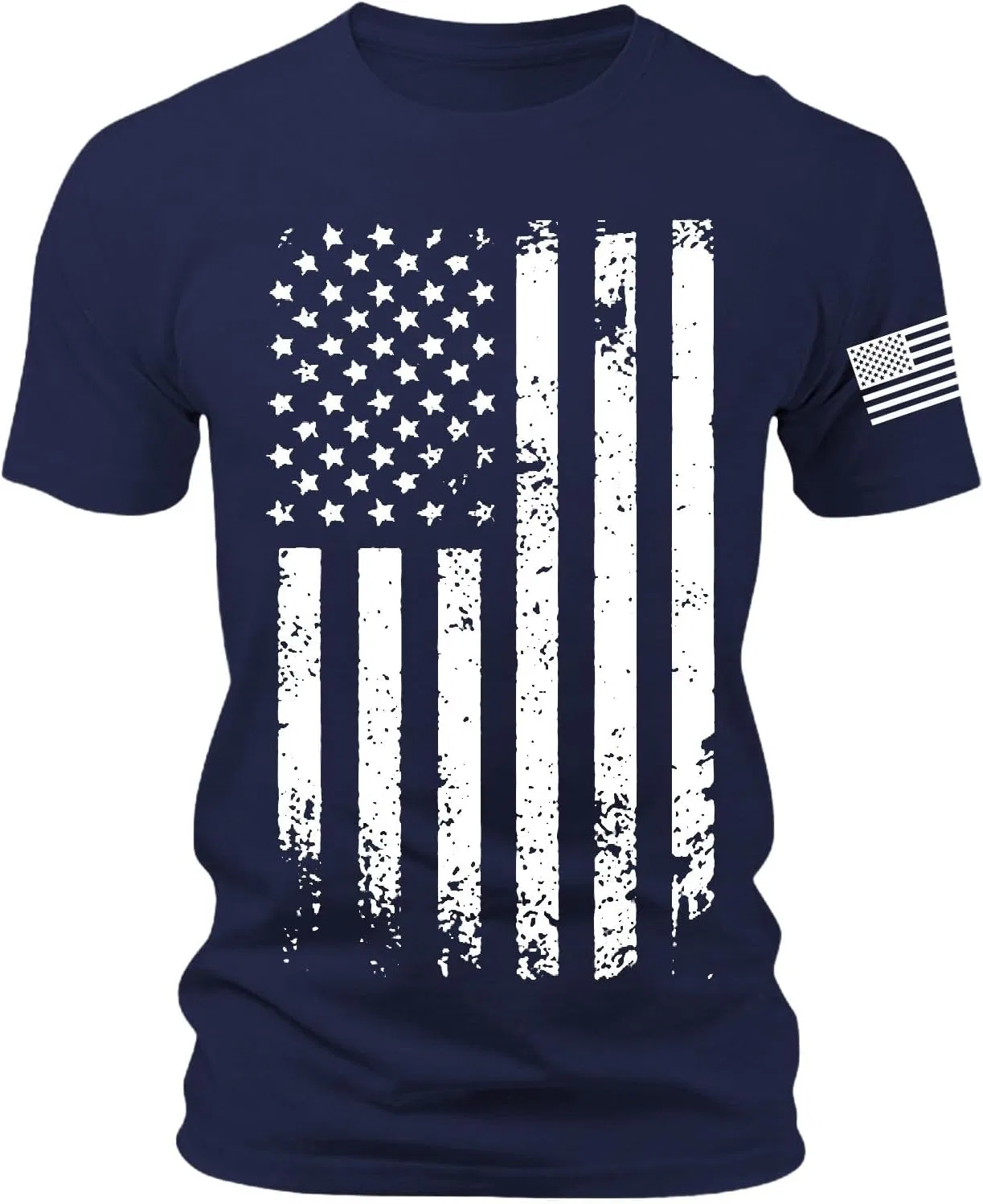 Мужская футболка с принтом American Flag Muscle Shirt, Navy — фото 3