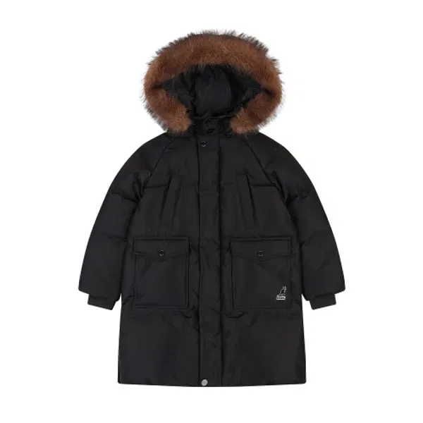 Пуховик длинный с карманами, 0212 Kangol Kids, черный