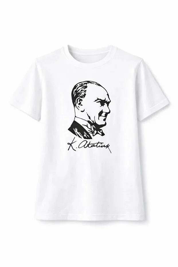 Детская футболка с принтом для мальчиков Ataturk Printed T-Shirt Ecem Giyim, White