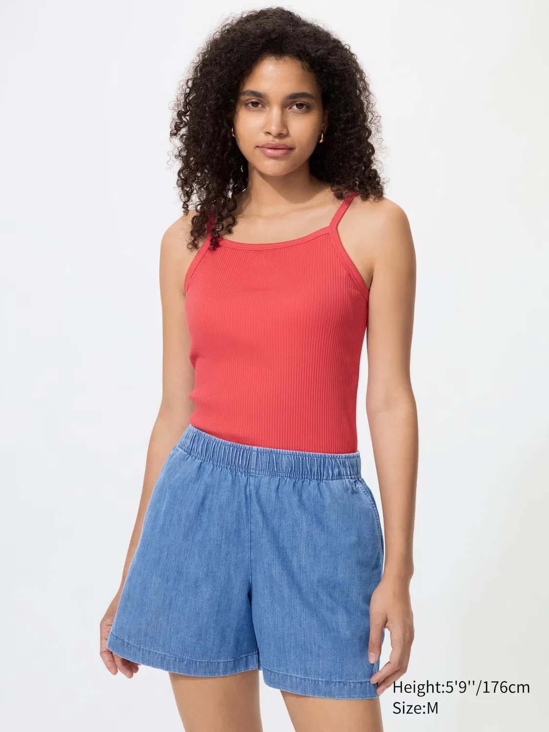Шорты Uniqlo, хлопковые джинсовые для ежедневной носки, синий