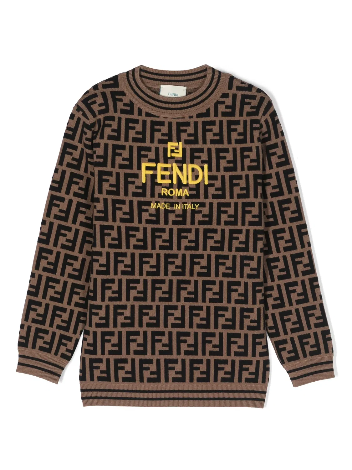Джемпер с узором FF FENDI, коричневый