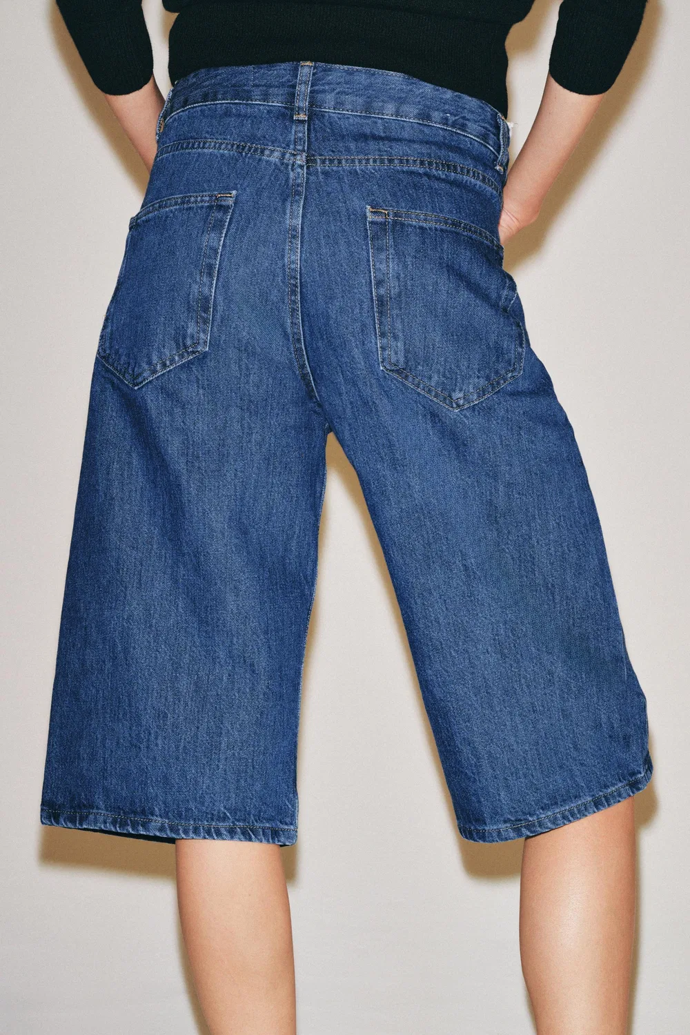 Джинсовые шорты-бермуды средней посадки из коллекции ZW ZARA, Mid-blue — фото 3