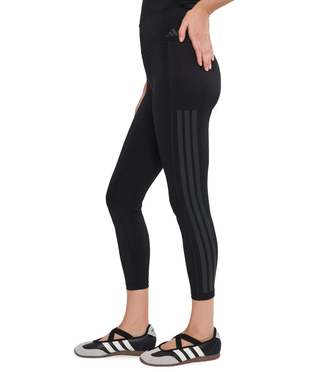 Леггинсы Optime Workout 3-Stripes 7/8 Adidas, Black — фото 3