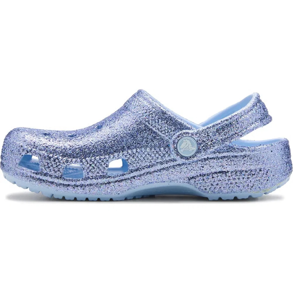 Детские классические сабо с блестками Crocs, Blue Glitter — фото 3