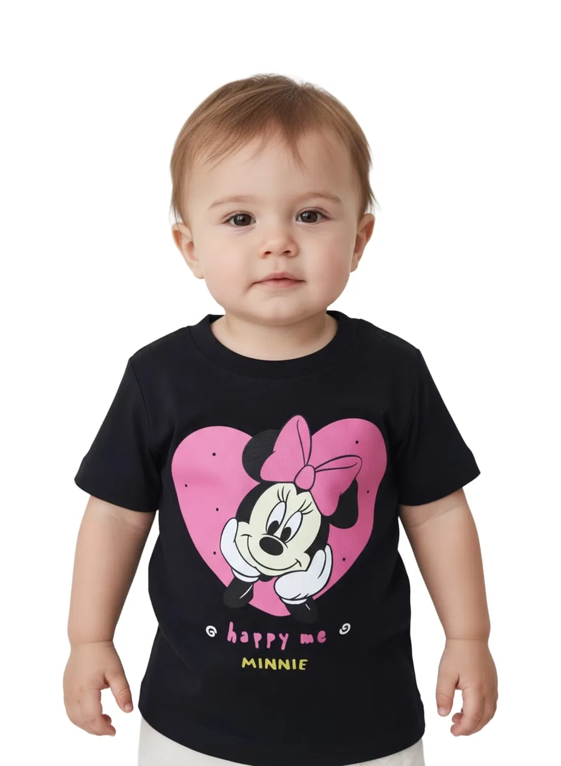 Футболка с принтом Minnie Mouse Happy Me Disney, черный