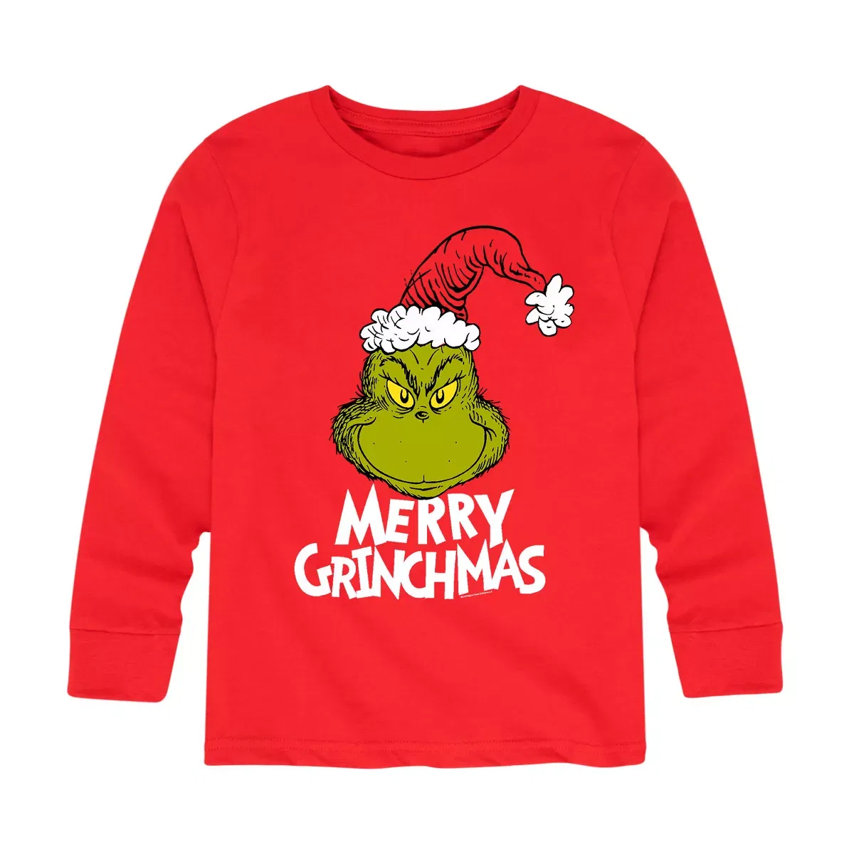 Детский лонгслив с принтом The Grinch Merry Grinchmas The Grinch, Red