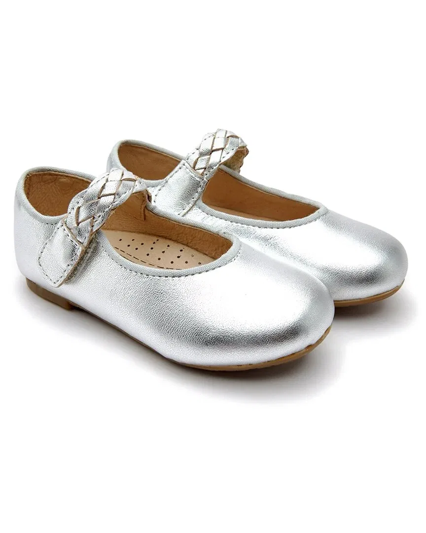 Детские туфли Мэри Джейн с плетеным ремешком Old Soles Lady Plat, Silver