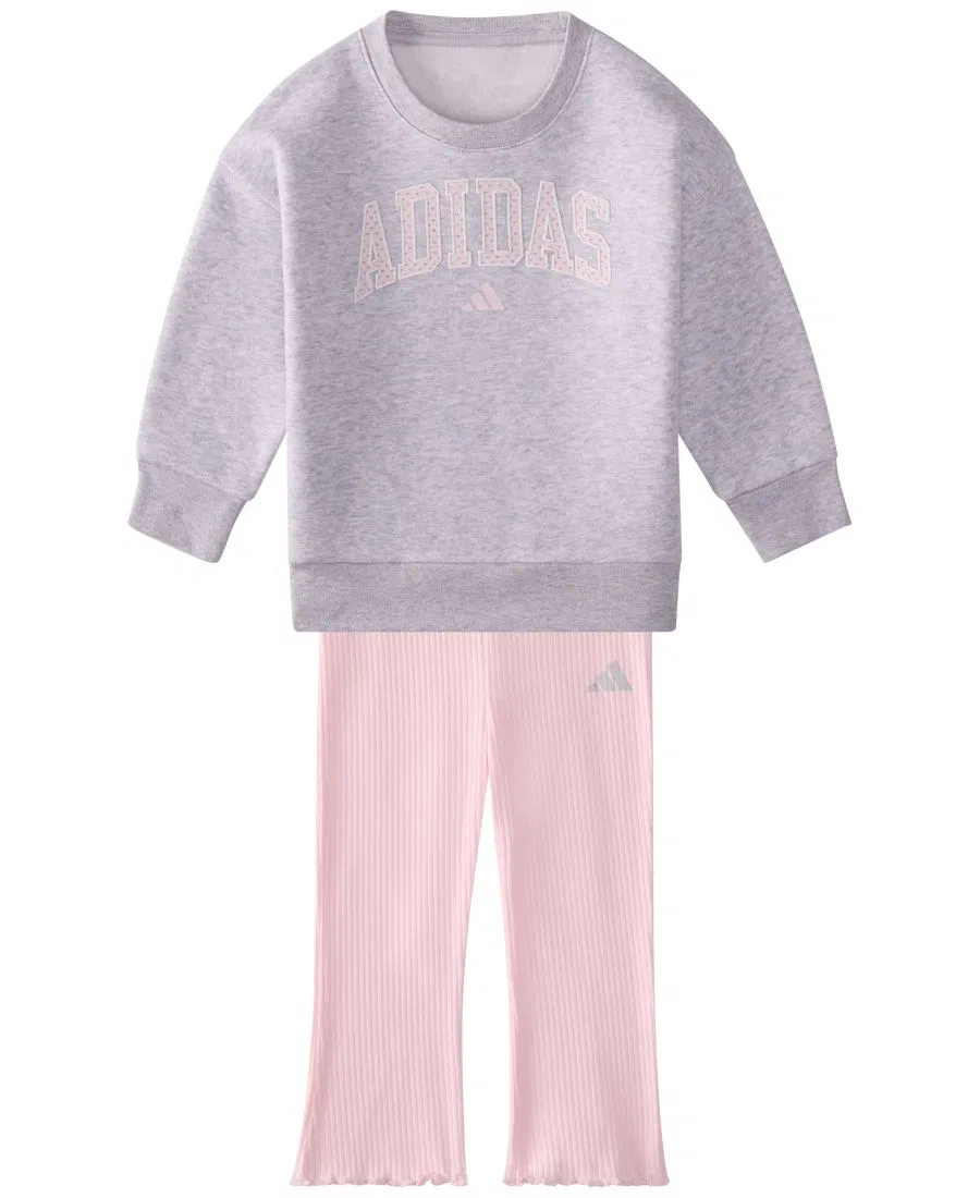 Комплект из свитшота и брюк с длинным рукавом adidas, Gray/Pink — фото 3