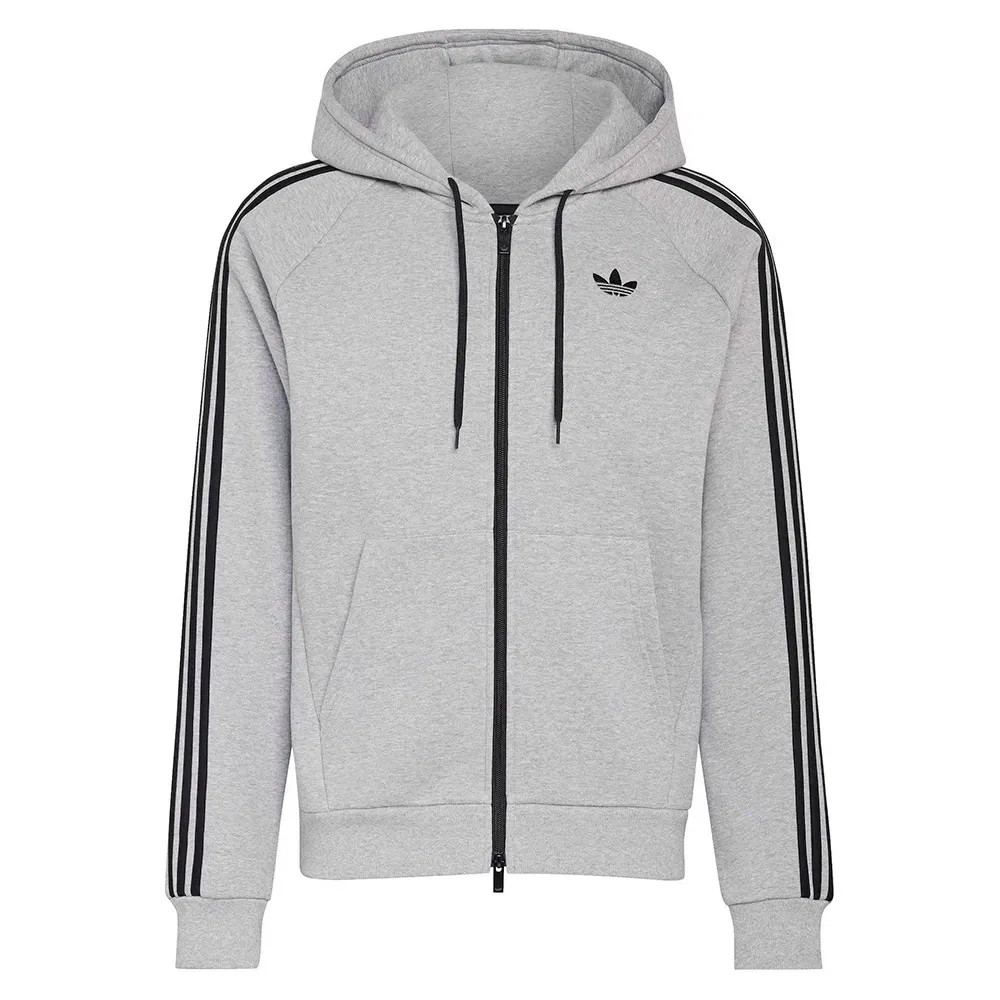 Худи на молнии Adicolor Over The Hood Stripes Adidas Originals, серый — фото 3