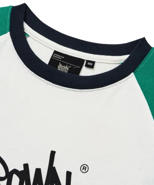 Детская футболка с принтом Raglan Color Block Tee BROWNBREATH KIDS, Green — фото 4
