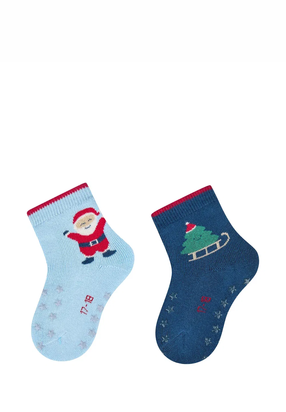 Abs krabbelsocken 2er Pack Santa und Tannenbaum mit Innenfrottee унисекс - носки Sterntaler, Hellblau