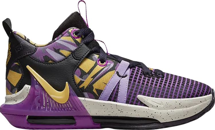 Кроссовки Nike LeBron Witness 7 SE GS 'Lakers Graffiti', фиолетовый — фото 2