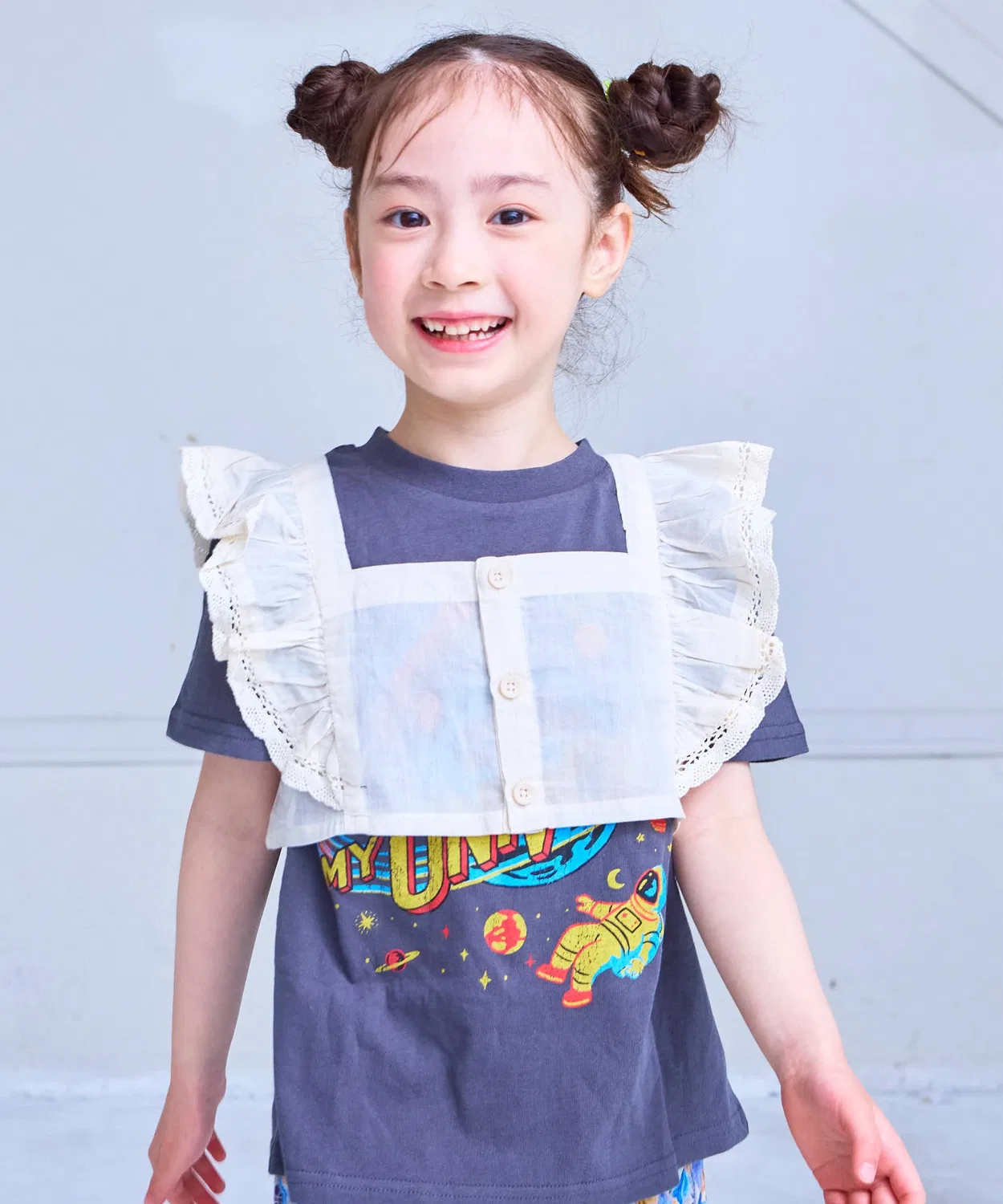 Детский короткий топ с воланами и кружевом, модель Frilly Short Top MARKEY'S, Белый