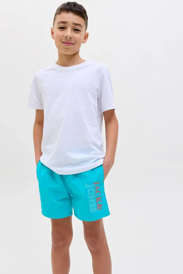 Детские шорты для мальчиков с принтом Jpstmaui jjswim logo akm Jack & Jones, Blue-102257546 — фото 4