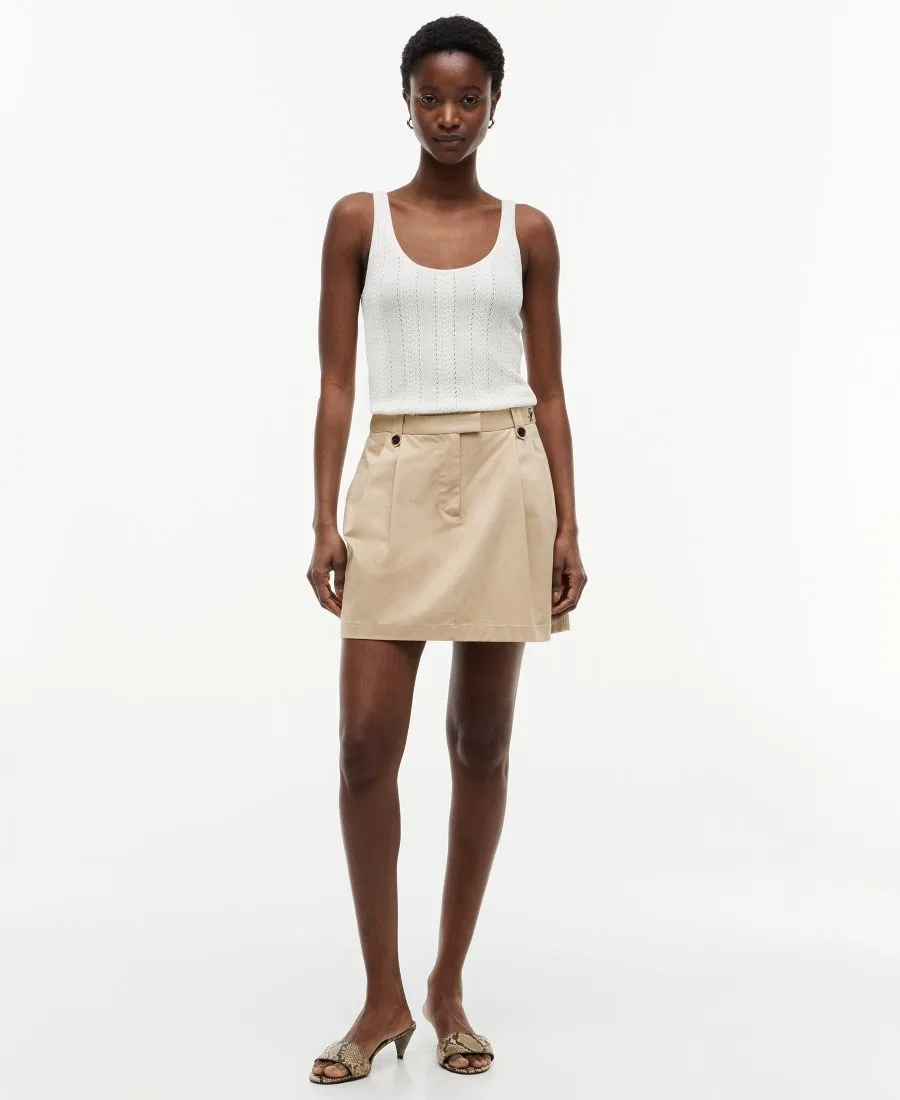 Юбка мини из хлопка с плиссировкой спереди Tommy Hilfiger, Gentle Gold — фото 2