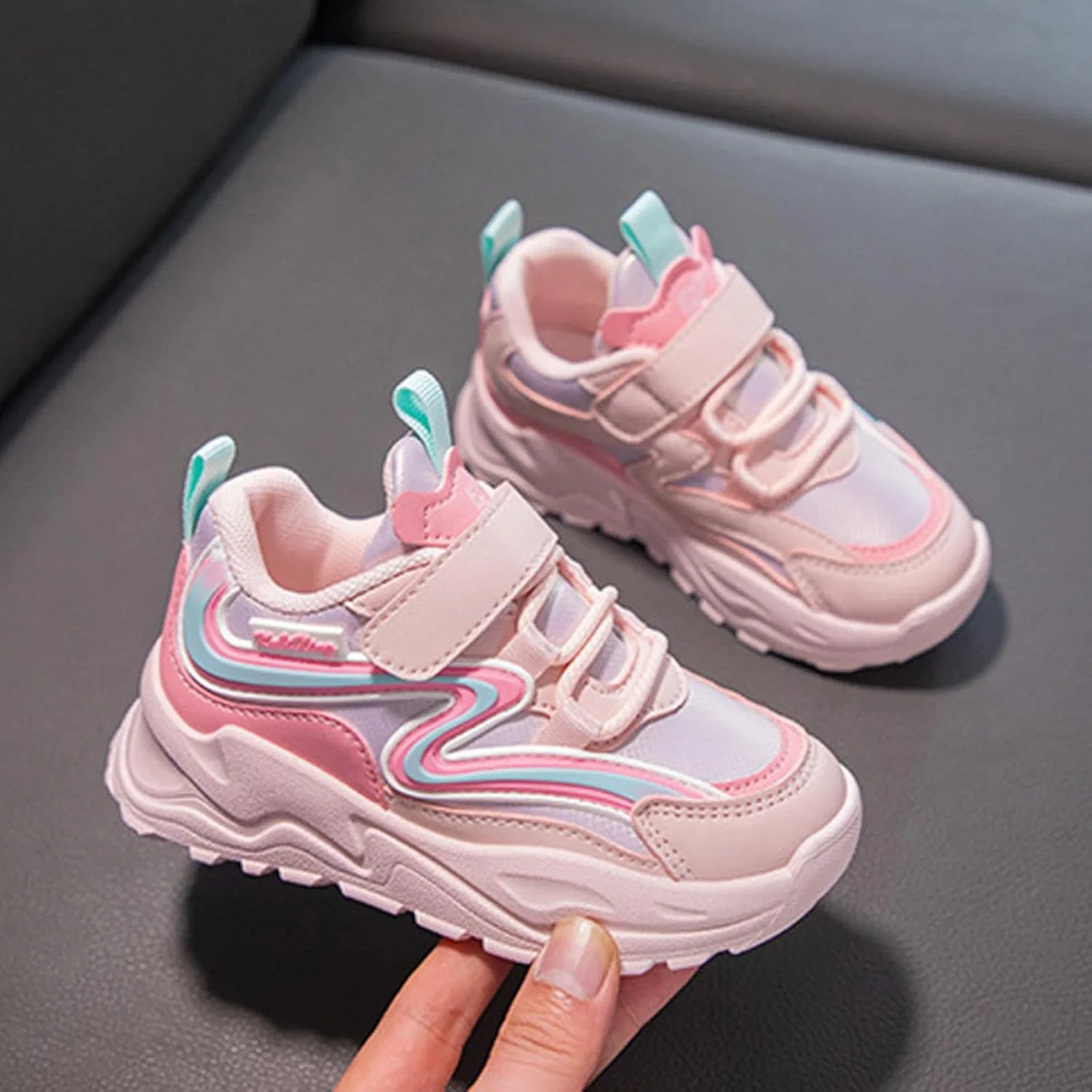 Детские кроссовки для девочек с нескользящей подошвой Athletic Sneakers, Pink — фото 2