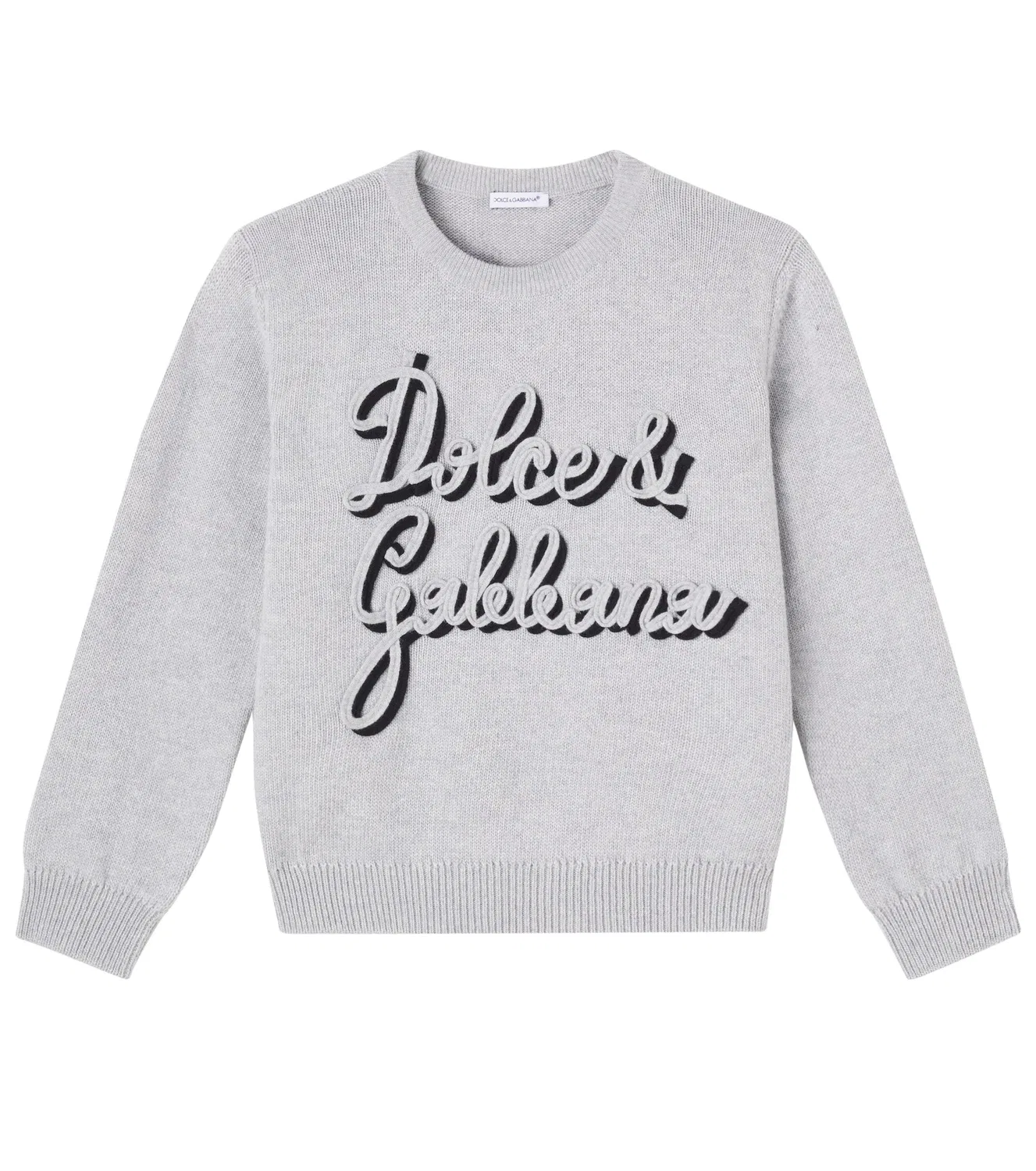 Свитер из натуральной шерсти с логотипом Dolce&Gabbana Kids, серый