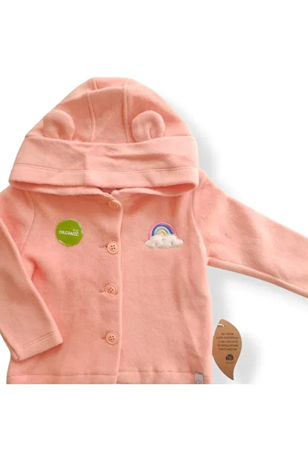 Детский кардиган с капюшоном Hedgehog Hooded Rainbow Embroidered Kirpi Baby & Kids, Pink
