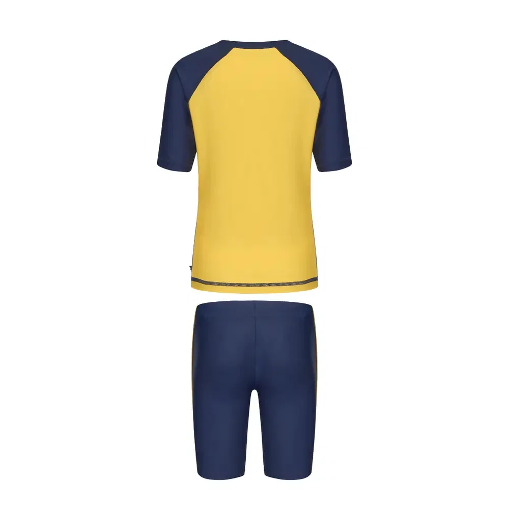 Детский купальник для мальчиков с длинным рукавом Mango Yellow/Dark Navy Blue DECATHLON, Mango Yellow/Dark Navy Blue — фото 3