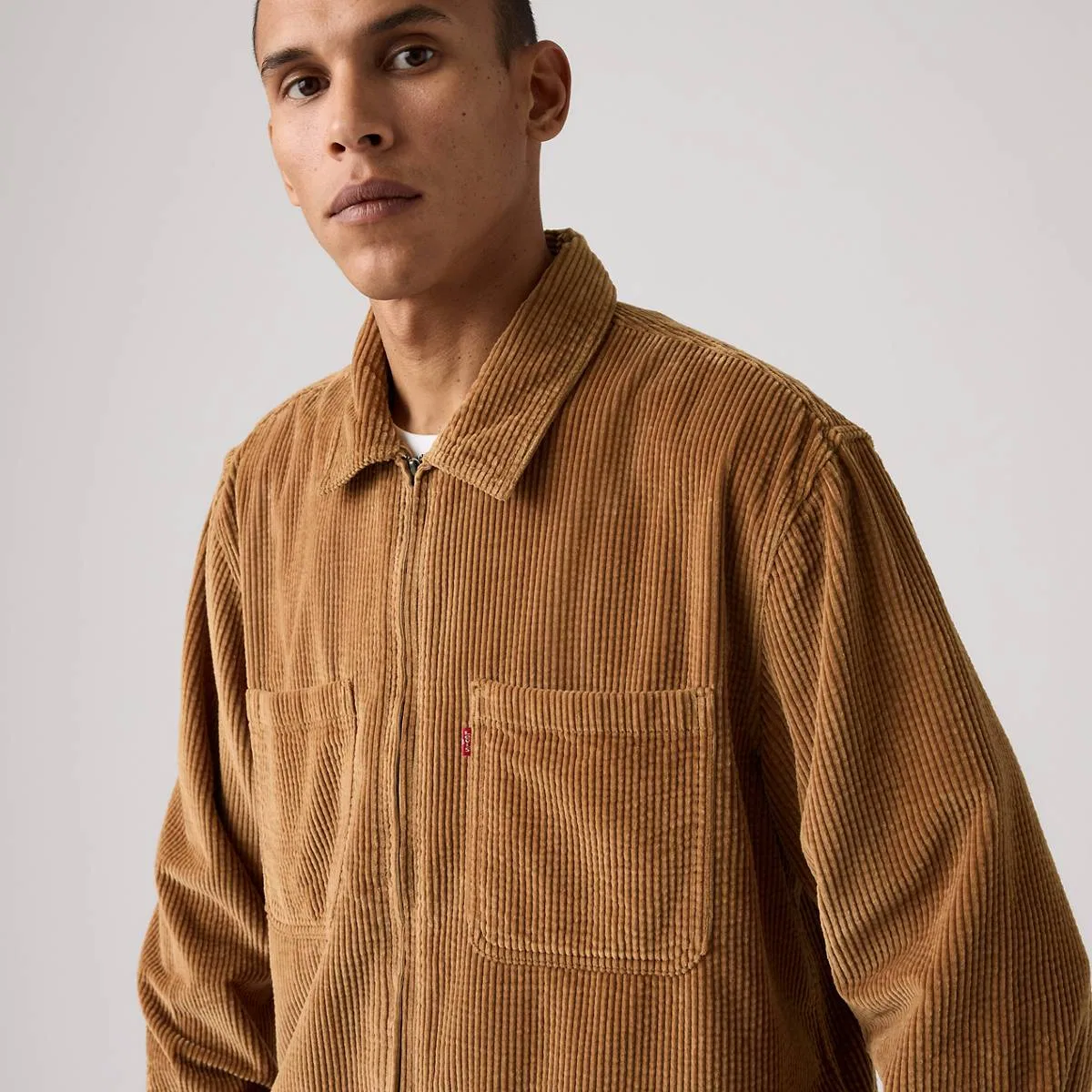 Рубашка-Накидка из вельвета свободного кроя на молнии Levi's, Foxtrot Brown - White — фото 2