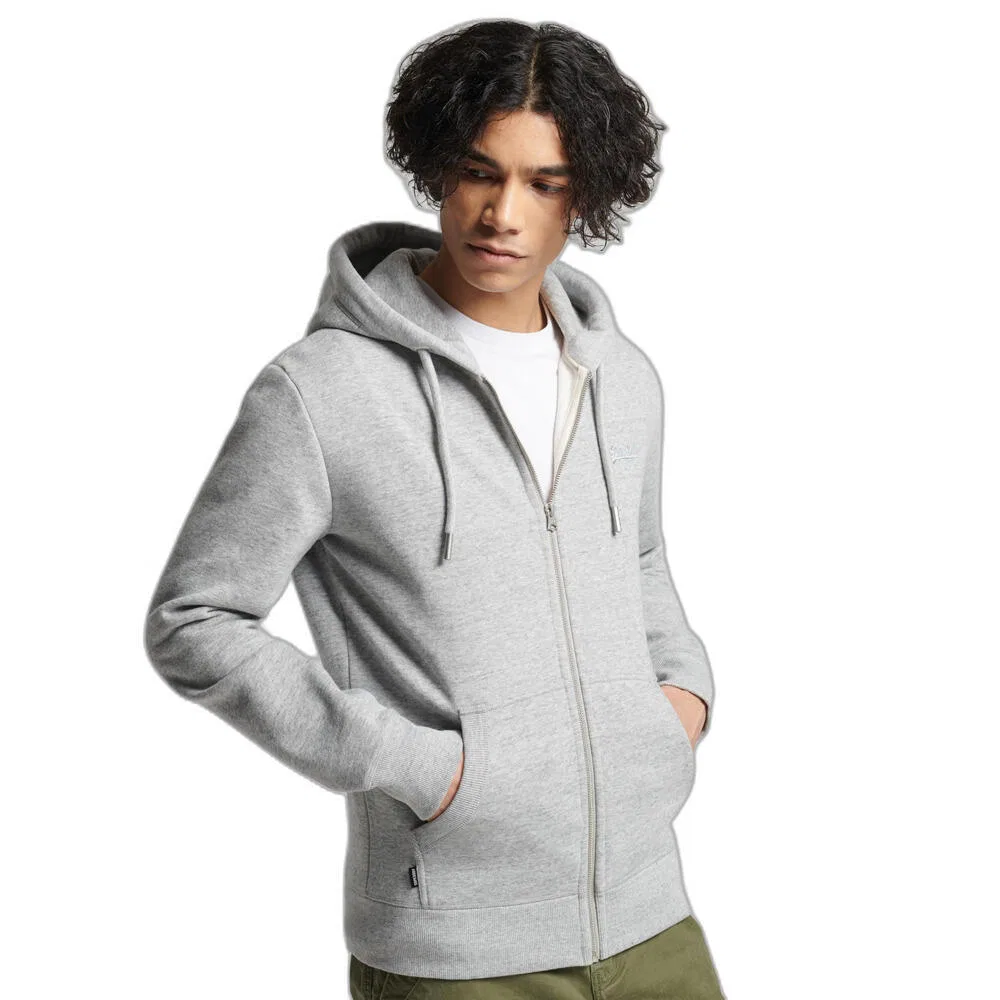 Мужское худи с капюшоном и молнией Superdry Vintage, Grau — фото 2