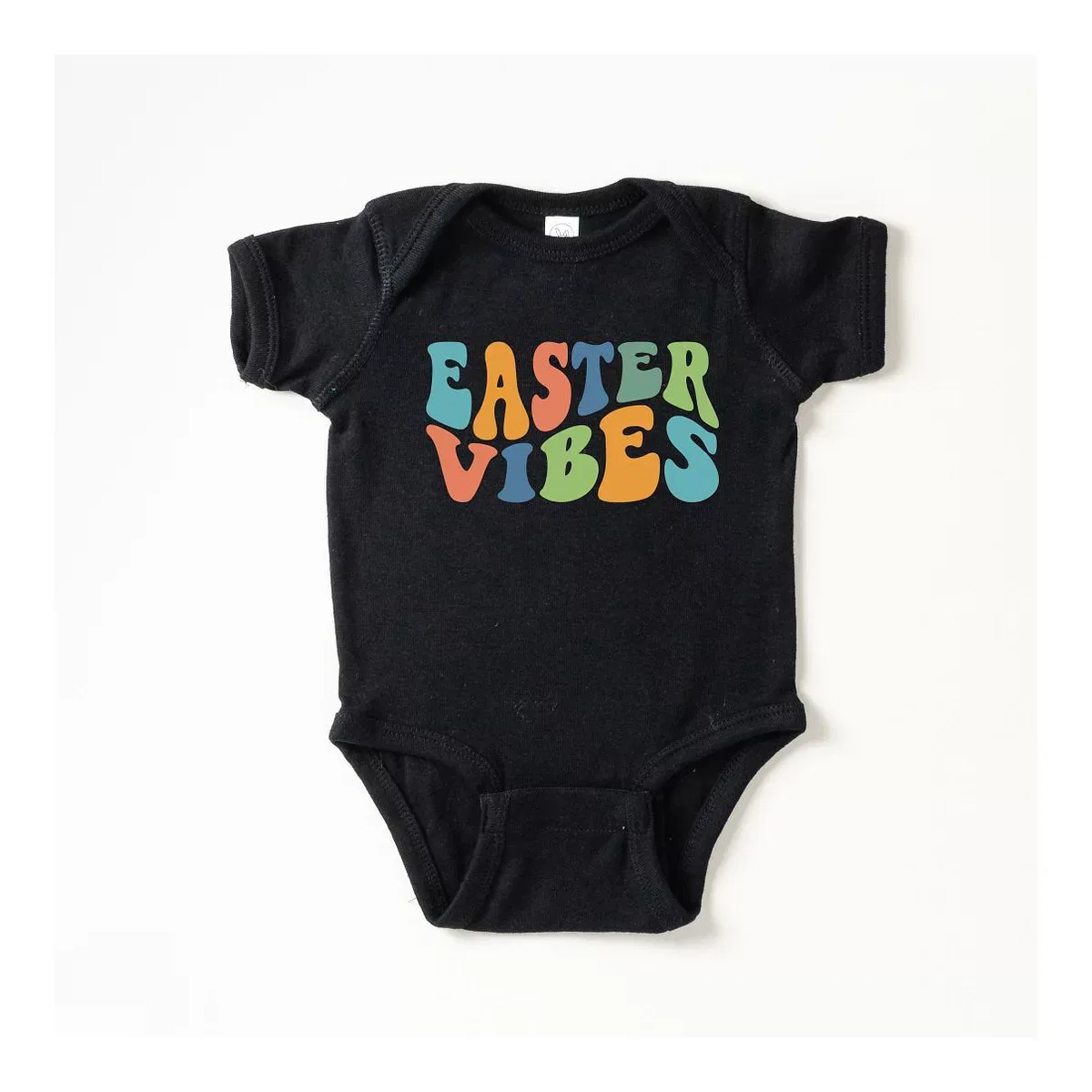 Детское боди с коротким рукавом Easter Vibes Wavy The Juniper Shop, Black