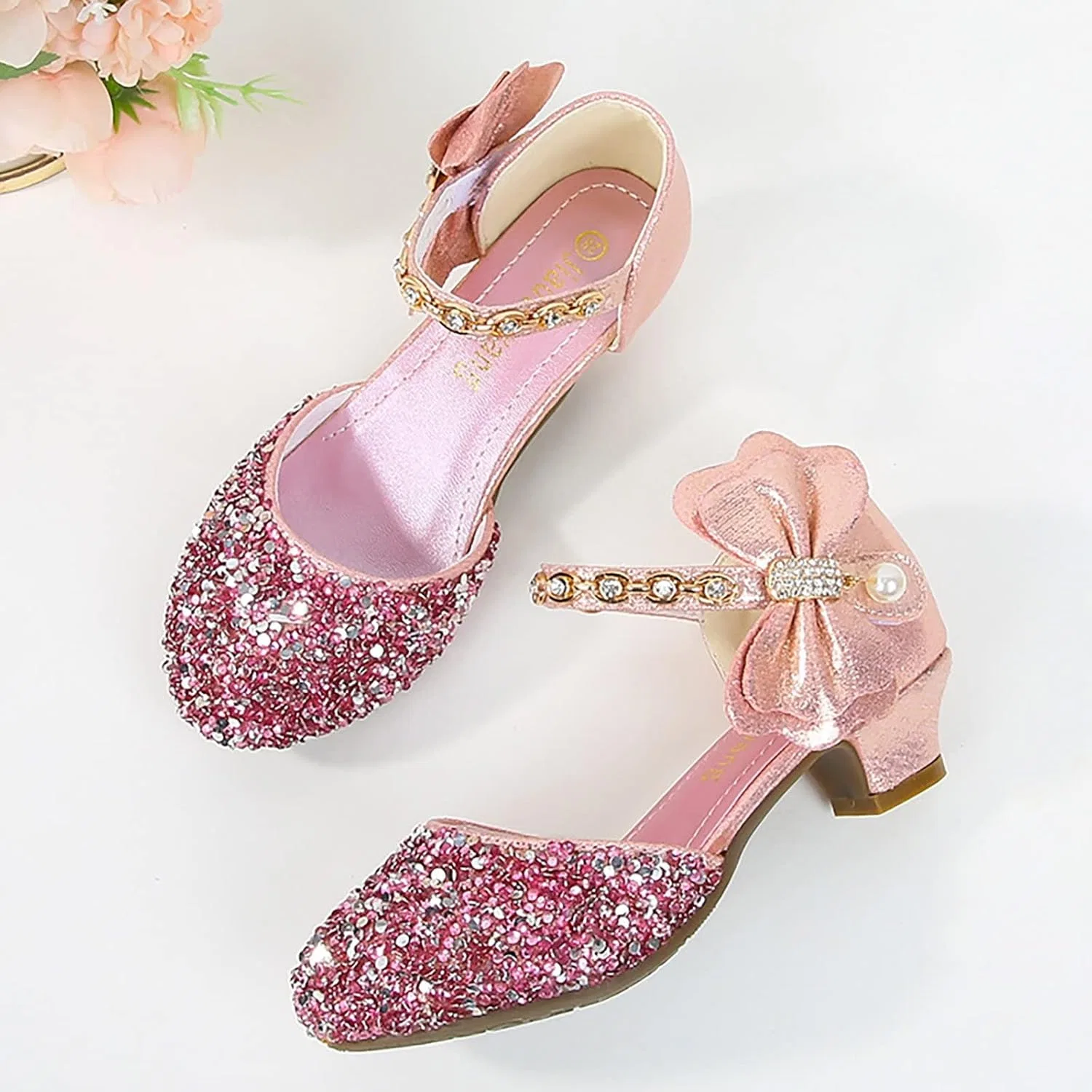 Детские туфли Мэри Джейн с принтом Princess Glitter для девочек, Pink — фото 4