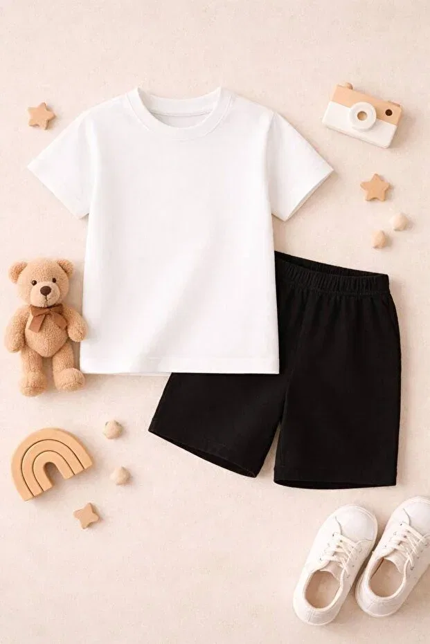 Детский комплект для девочки хлопковый Sportivea, White-Black — фото 2