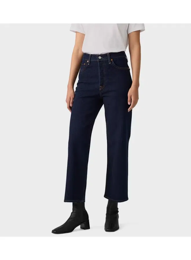 Джинсы с завышенной посадкой прямые Ribcage straight ankle Levi'S, синий