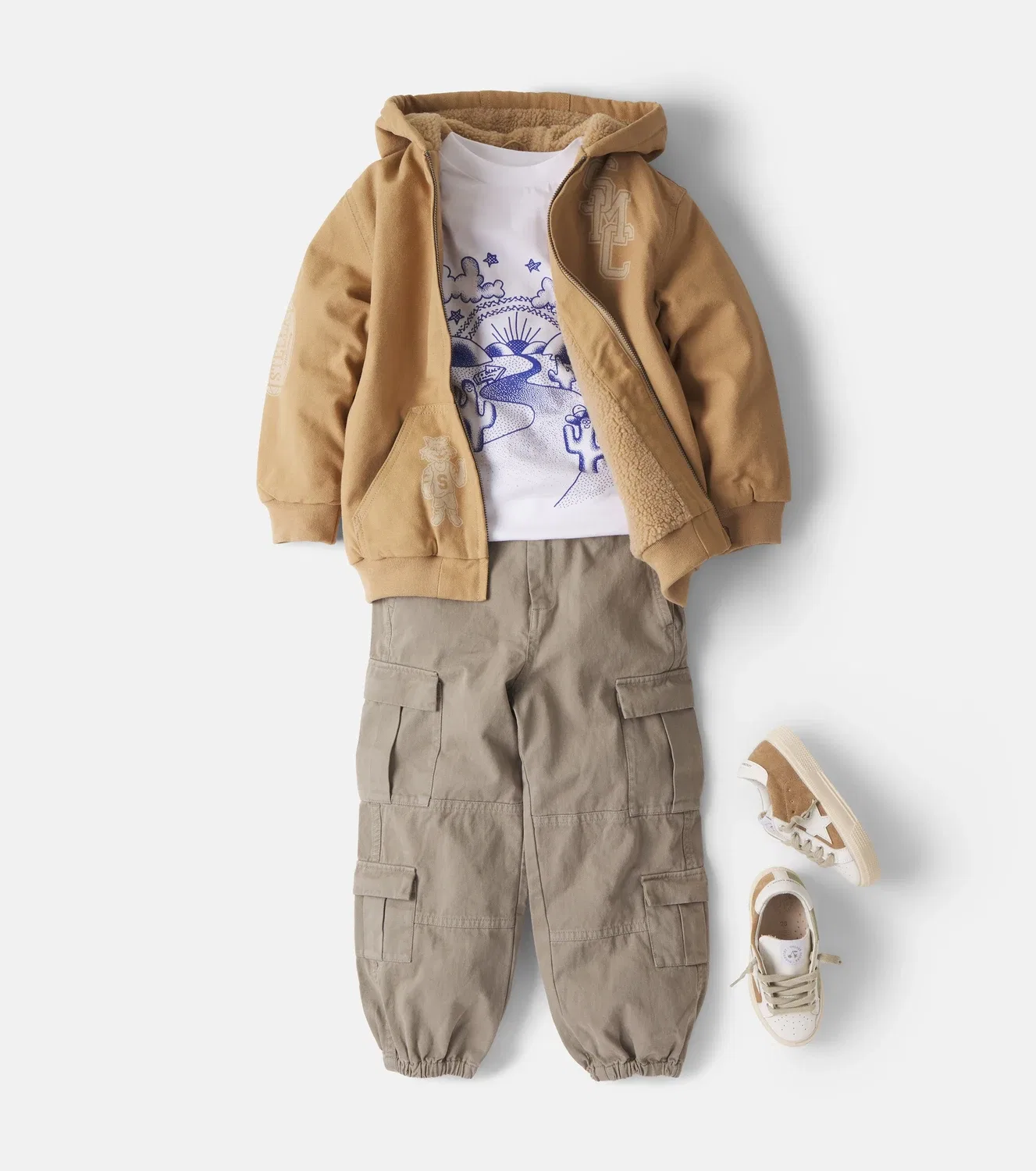 Легкая куртка хлопковая с капюшоном Stella Mccartney Kids, бежевый — фото 2