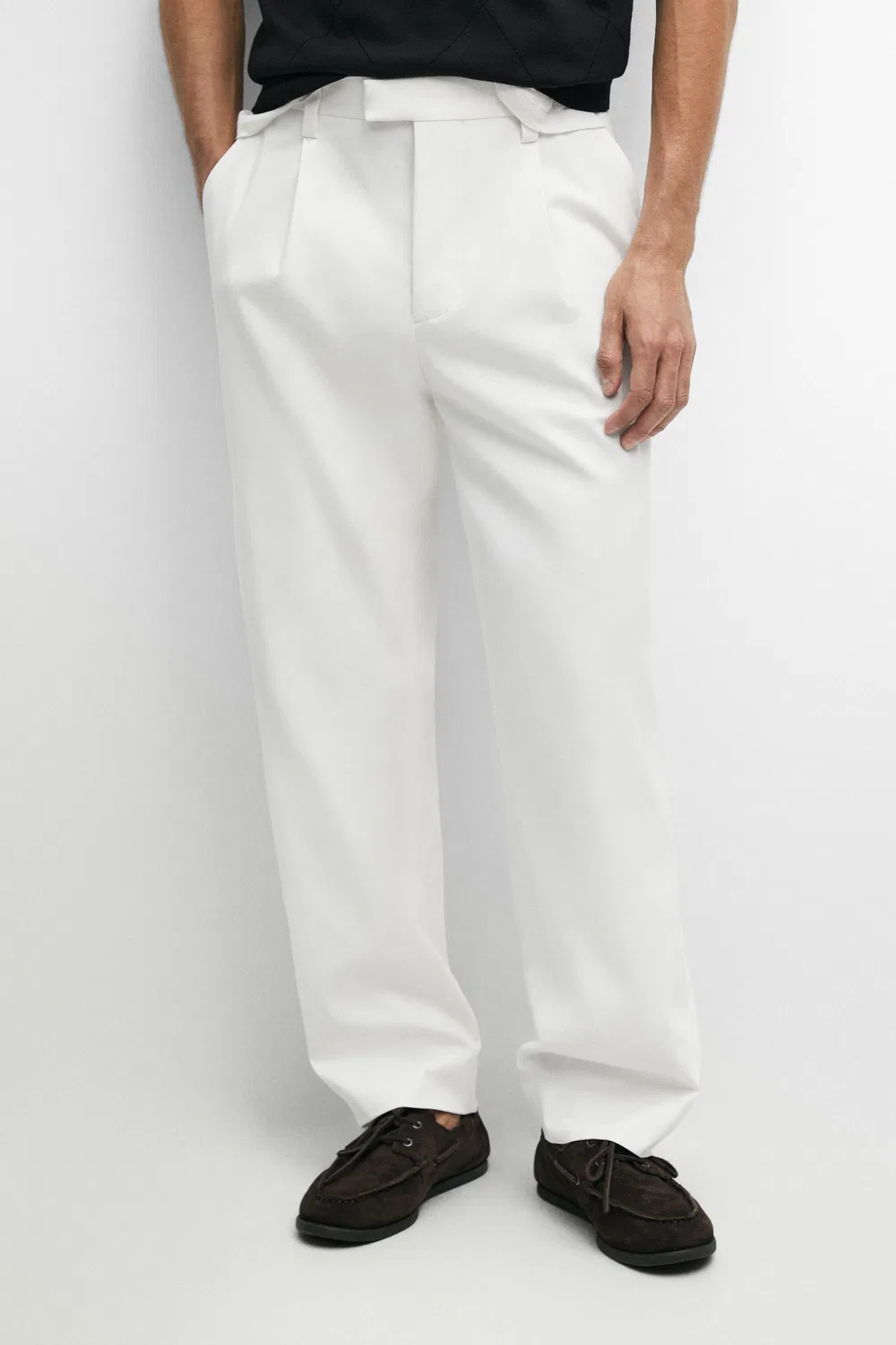 Брюки Massimo Dutti, с вытачками, белый