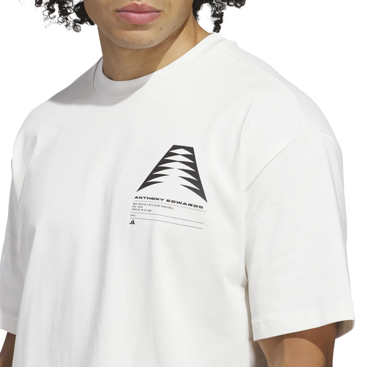 Футболка мужская Schematic Anthony Edwards Adidas, цвет Clown White/Black — фото 3