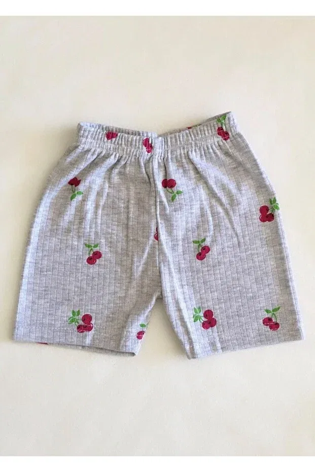 Детский комплект пижам с коротким рукавом с принтом Grimelange Drop Kids, Burgundy-Grey — фото 4
