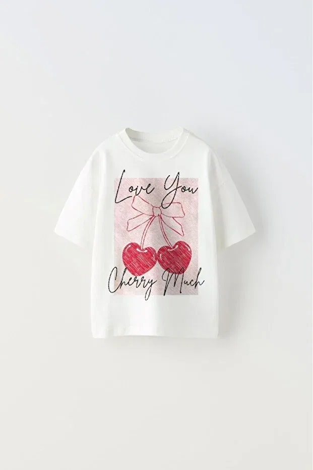 Детская футболка для девочек с принтом Love You Cherry Much The Champ Clothing, White — фото 2