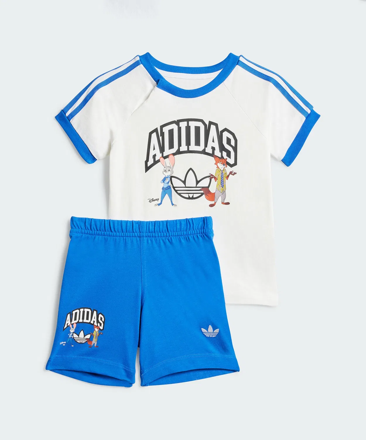 Детский комплект из футболки и шорт с принтом Zootopia Adidas Originals, Белый/Синий