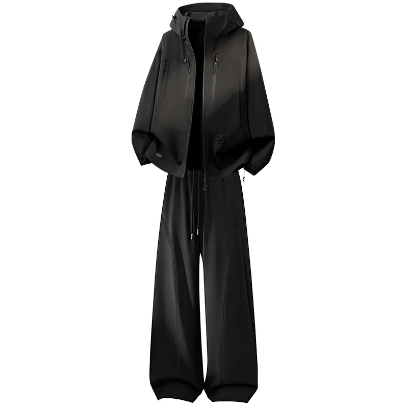 Детский комплект из куртки и брюк с капюшоном, ветрозащитный, Windbreaker Jacket & Pants Sets WARRIOR, Black