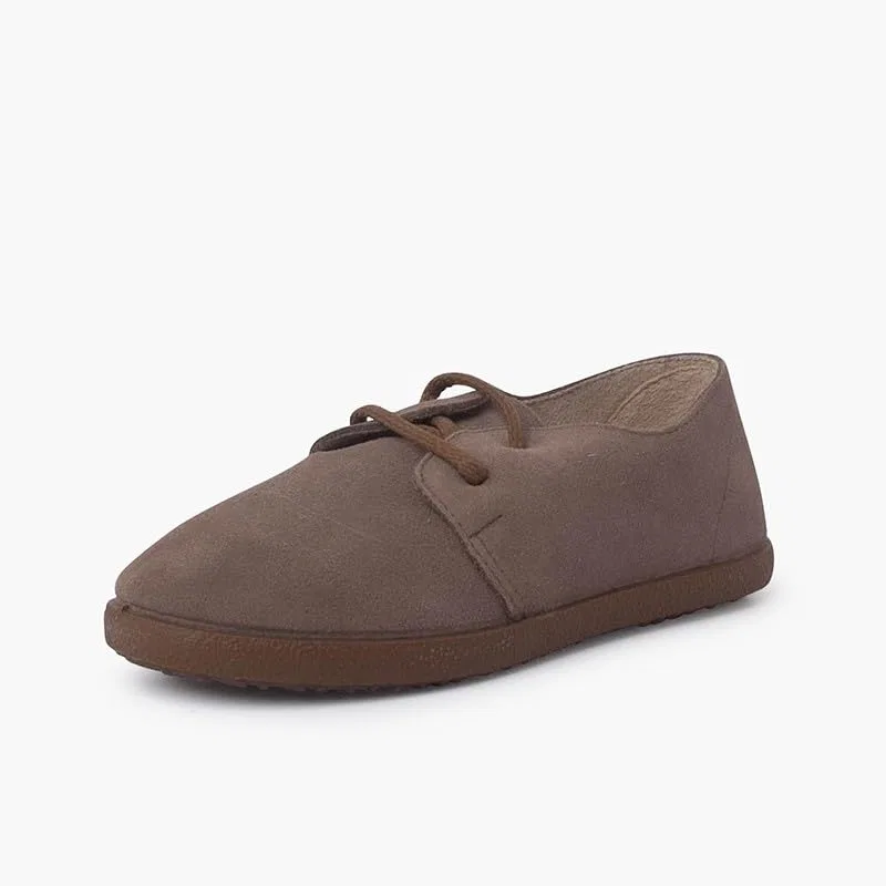 Детские туфли-блогеры с кожаным верхом Pisamonas Pisamonas Scarpe Blucher Stringate Con Suola In Caramello, Taupe — фото 2