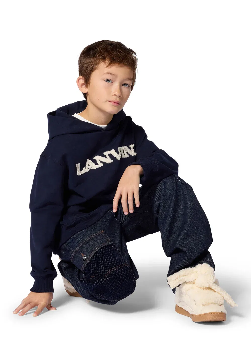 Толстовка с капюшоном унисекс - худи Lanvin, Navy